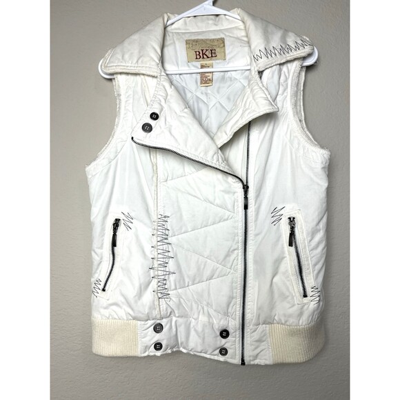 Y2K Vintage Puffer Vest Embroidered Zipper Accent Large Lapel BKE Women's Size L - Picture 1 of 8